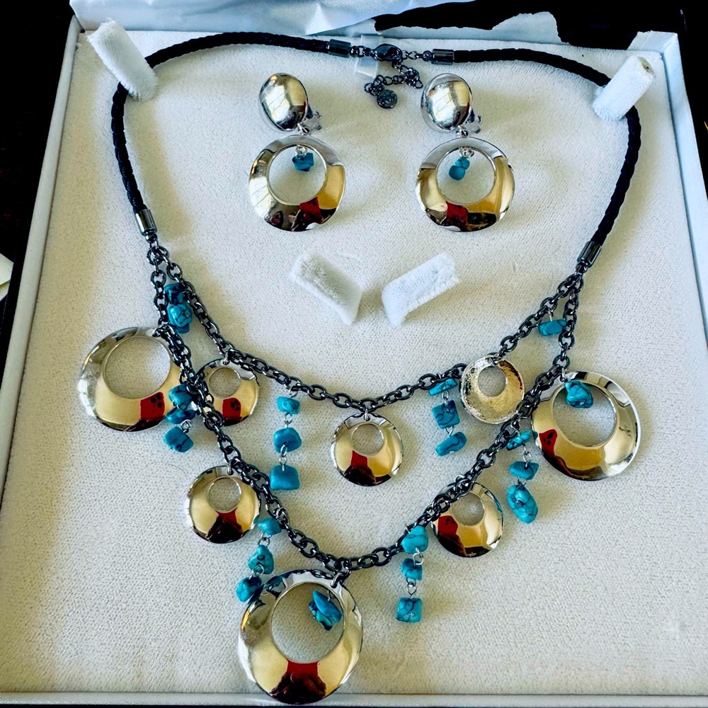 Silver and Blue Jewelry Set